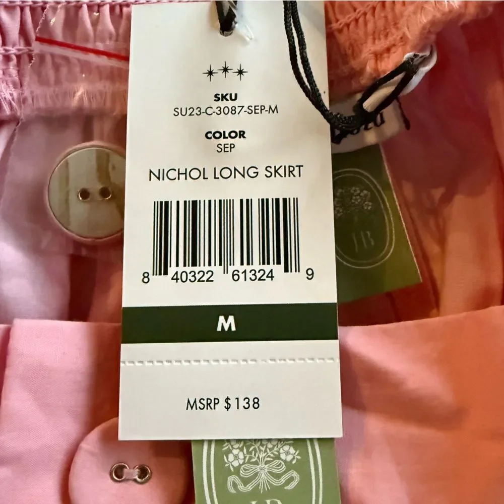 HERMOZA Nichol Skirt Sea Pink Medium Cotton in Poplin NWT